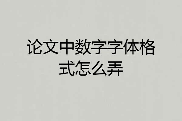 论文中数字字体格式怎么弄