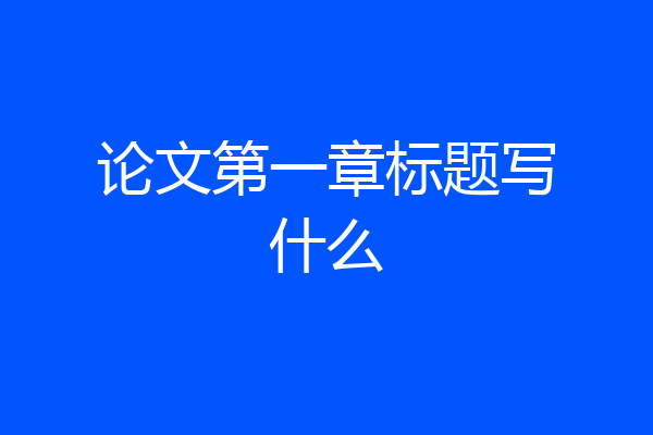 论文第一章标题写什么