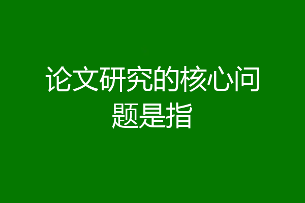 论文研究的核心问题是指
