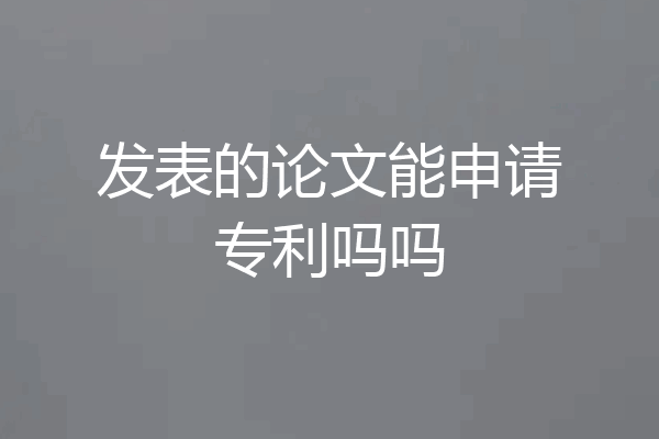 发表的论文能申请专利吗吗