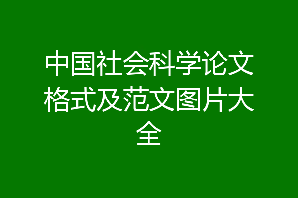 中国社会科学论文格式及范文图片大全