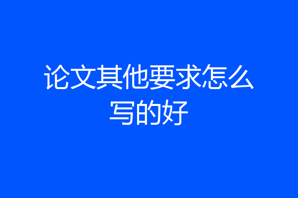 论文其他要求怎么写的好