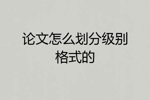 论文怎么划分级别格式的