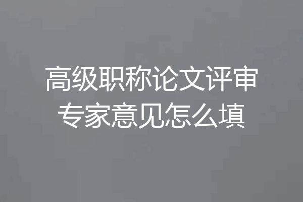 高级职称论文评审专家意见怎么填