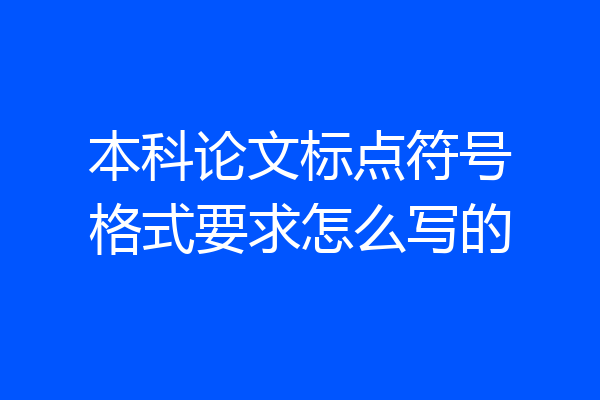 本科论文标点符号格式要求怎么写的