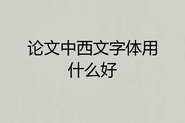 论文中西文字体用什么好