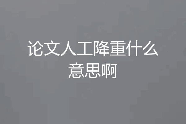 论文人工降重什么意思啊