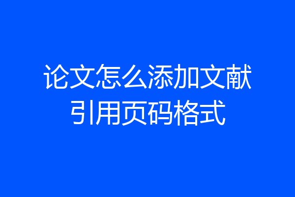 论文怎么添加文献引用页码格式