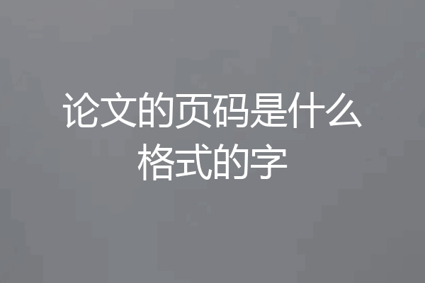 论文的页码是什么格式的字