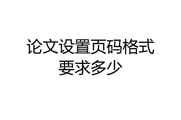 论文设置页码格式要求多少