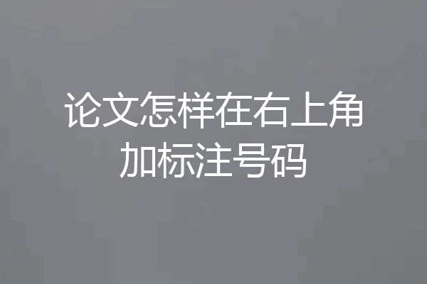 论文怎样在右上角加标注号码
