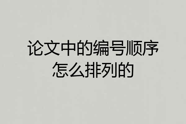 论文中的编号顺序怎么排列的