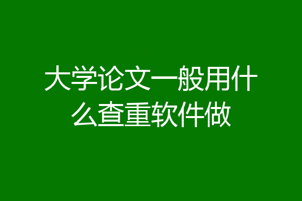 大学论文一般用什么查重软件做