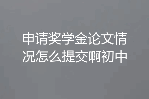 申请奖学金论文情况怎么提交啊初中