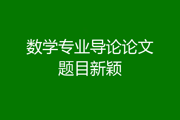数学专业导论论文题目新颖