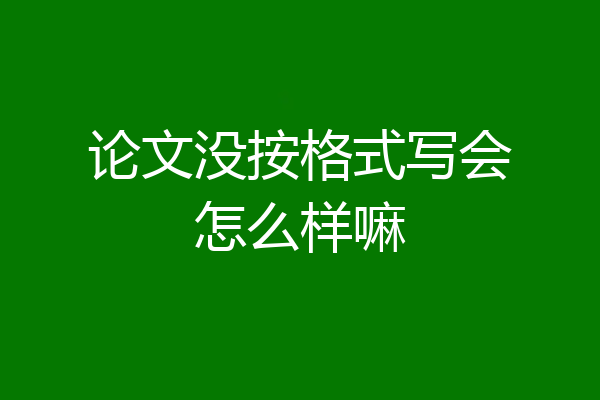 论文没按格式写会怎么样嘛