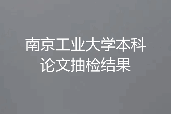 南京工业大学本科论文抽检结果