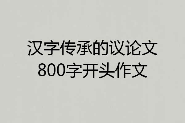 汉字传承的议论文800字开头作文