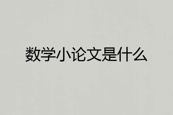 数学小论文是什么