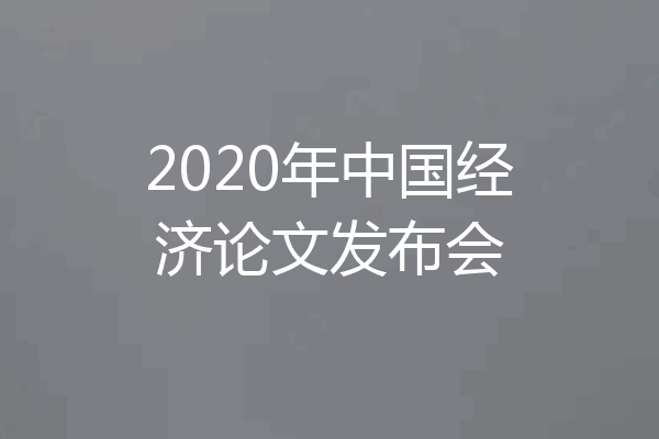 2020年中国经济论文发布会