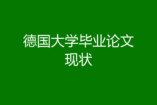 德国大学毕业论文现状