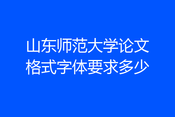 山东师范大学论文格式字体要求多少