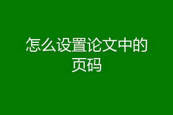 怎么设置论文中的页码
