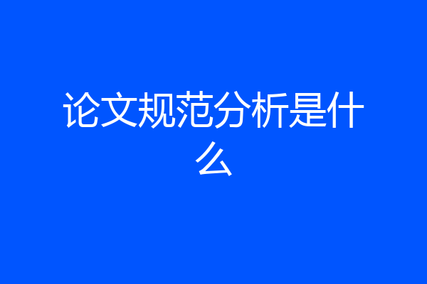论文规范分析是什么