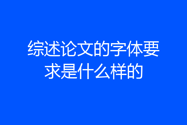 综述论文的字体要求是什么样的
