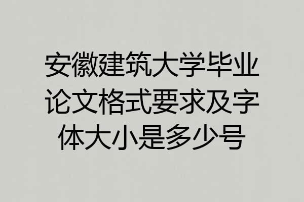 安徽建筑大学毕业论文格式要求及字体大小是多少号