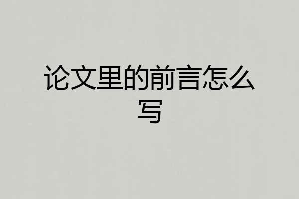 论文里的前言怎么写
