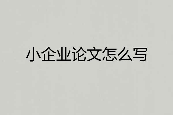 小企业论文怎么写