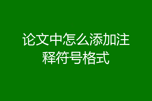 论文中怎么添加注释符号格式
