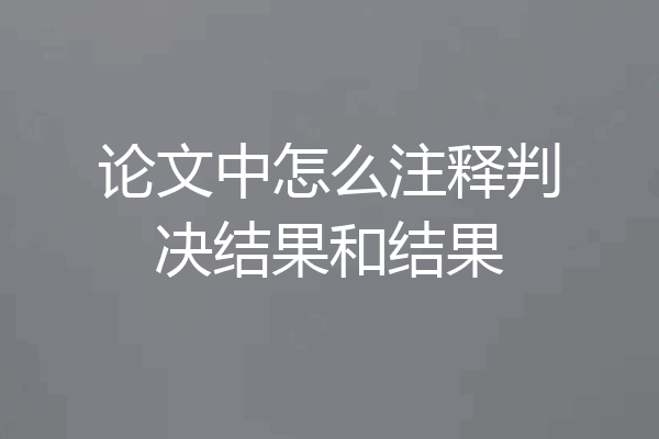 论文中怎么注释判决结果和结果