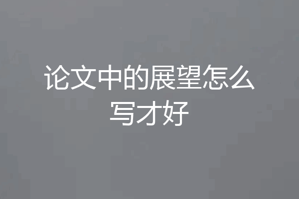 论文中的展望怎么写才好