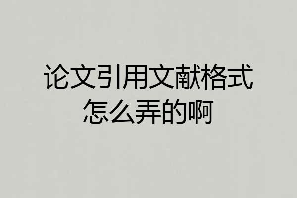 论文引用文献格式怎么弄的啊
