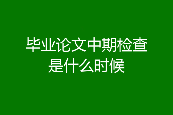 毕业论文中期检查是什么时候