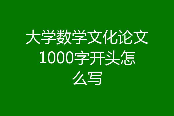 大学数学文化论文1000字开头怎么写