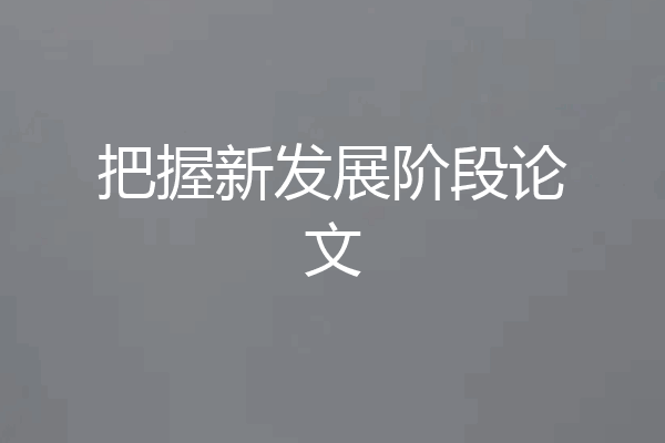 把握新发展阶段论文