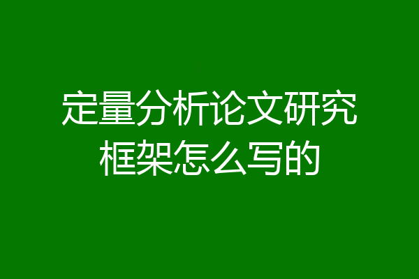 定量分析论文研究框架怎么写的