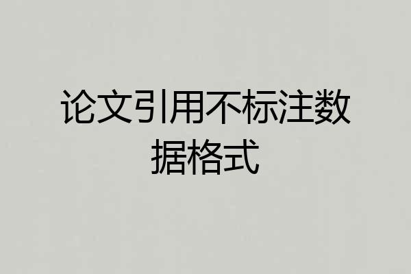 论文引用不标注数据格式