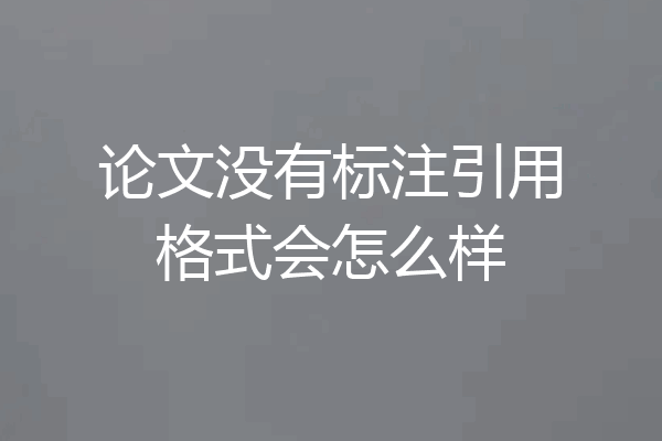 论文没有标注引用格式会怎么样