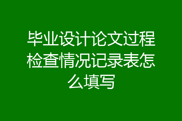毕业设计论文过程检查情况记录表怎么填写
