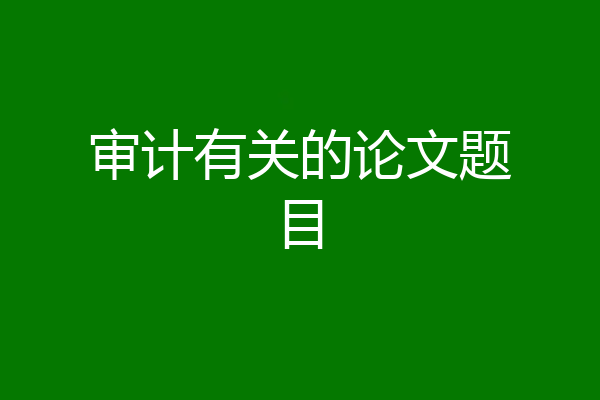 审计有关的论文题目