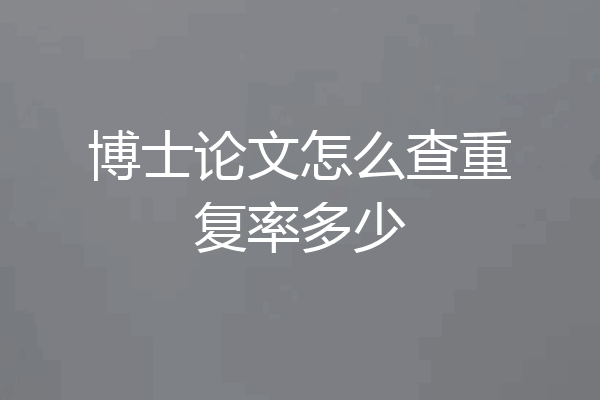 博士论文怎么查重复率多少