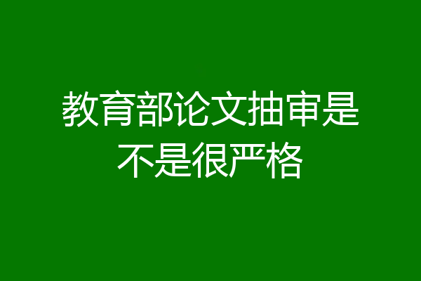 教育部论文抽审是不是很严格