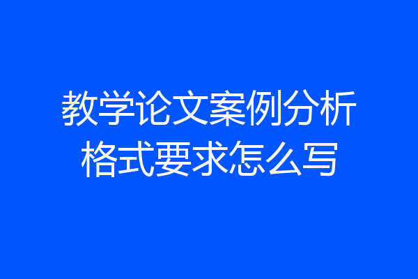 教学论文案例分析格式要求怎么写