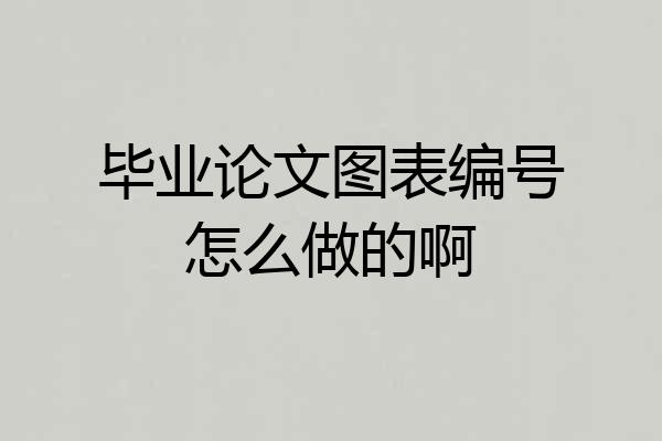 毕业论文图表编号怎么做的啊