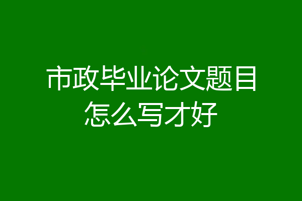 市政毕业论文题目怎么写才好