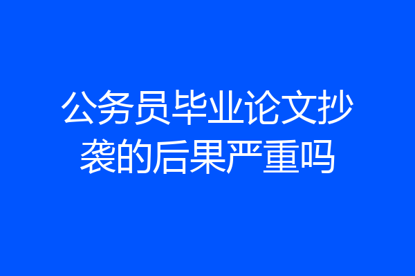 公务员毕业论文抄袭的后果严重吗